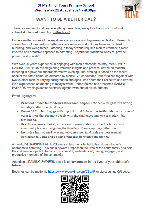 Ignatian 2024: Edition #10 Community News: Raising Fathers Information St Martins of Tours 2024